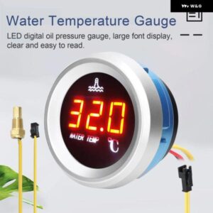 52MM水温計車デジタルメーターLED ディスプレイ 9-36V温度センサーアラーム機能付き車カスタム計器