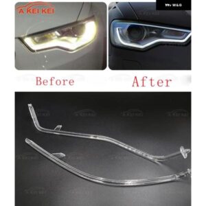 アウディ A6 C7 2012-2015 車 ヘッドライト DRL デイタイム ランニングライト ガイドプレート DRL チューブ ストリップ 2013 2014