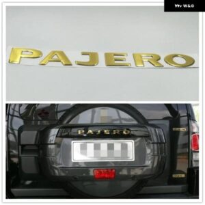 PAJERO ゴールド 3D 文字 リアブート トランク テールゲート エンブレム ネームプレート デカール カーアクセサリー