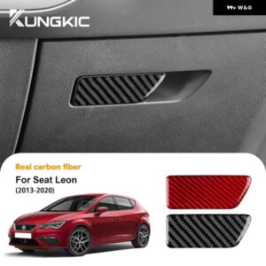 SEAT レオン 2013 - 20 LHD RHD 車フロント助手席 ボックス スイッチ リアルソフトカーボン ステッカー トリム