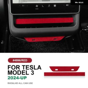 イタリアントップスエード リアエア アウトレット トリム パネル ステッカー テスラ モデル3 ハイランド 2024年以降 装飾 車内アクセサリー