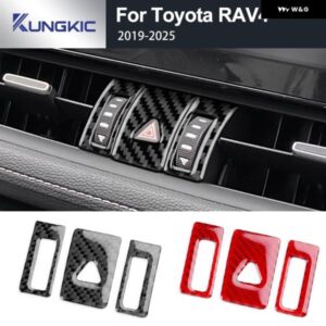 トヨタ RAV4 XA50 2019 2023 2024 2025 LHD RHD 車用 セントラ ル コントロール ハザード灯 ボタン トリム リアルソフトカーボン ステッカー