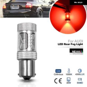 アウディ A1 A3 A4 B5 B6 B7 B8 A6C5 C6 C7 A8 BA15S 1156 P21W 1個 レッド LED リア フォグランプ バルブ CANバス バックアップドライビングランプ