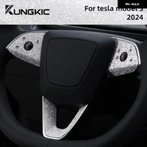 TPUフラッシュクリスタルカー ステアリングホイール ステッカー テスラ モデル3ハイランド2024 トリム モデル3 ステアリングホイール インテリア