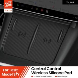 テスラ ハイランド モデル3 Y ジュニパー 2021-2025 シリコン 滑り止め パッド 車載電話ワイヤレス充電 パッド カーアクセサリー