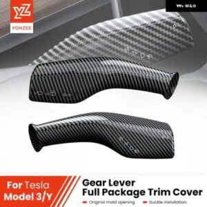 カーボン ステアリングホイール ウィフトプロテクションカバー テスラ モデル3 Y 2021-2023 ABSカーコラム シフト ノブカバー 装飾