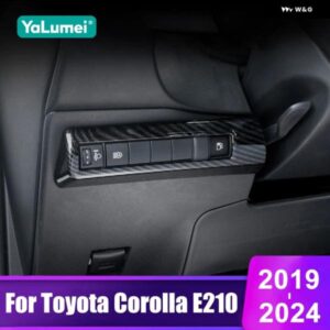 トヨタ カローラ E210 2019 - 24 ハイブリッド ABS カーボン カー ヘッドライト 調整 ボタン トリム カバー アクセサリー
