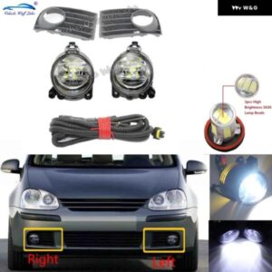 LEDカーライト VW ゴルフ 5 A5 MK5 2004 - 09 車フロントLED フォグランプ フォグランプ グリル とワイヤー付き