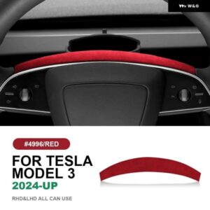 イタリアンスエード スエード テスラ モデル3 ハイランド 2024年以降 ステアリングホイール トリム カバー ステッカー インテリア カーアクセサリー