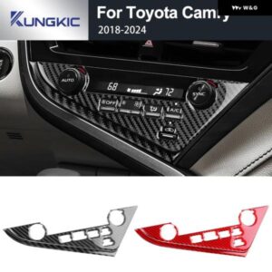 トヨタ カムリ 2018 - 22 LHD 車用 セントラ ル コントロール ボタン フレーム インテリア トリム アクセサリー リアルソフトカーボン