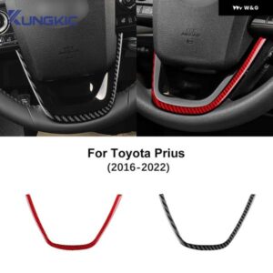 トヨタ プリウス 2016 - 22 LHD RHD リアルソフトカーボンカー ステアリングホイール ボトム フレーム ステッカー