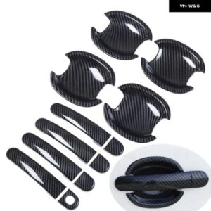 シュコダ YETI 2009-2017 カーボン クローム カー ドアハンドル カバー カップボウル トリム ステッカー スタイリング アクセサリー