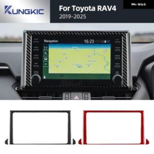 トヨタ RAV4 XA50 2019 - 24 2025 LHD RHD カーセンターナビゲーションスクリーン トリム リアルソフトカーボン ステッカー
