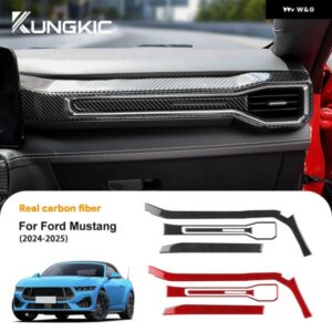 LHD RHD フォード マスタング GT 2024 2025 カーセンター コンソール ACコンセント リアルソフトカーボン ステッカー インテリア トリム アクセサリー