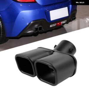 インレット 63MM デュアル アウトレット 車用エキゾーストチップ ステンレス ブラック エキゾーストチップ マフラーテール ダブル パイプ チューブ チップ