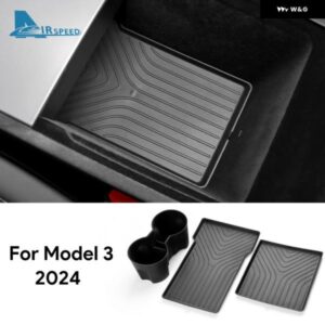TPE製 車用センター コンソール アームレスト マット ウォーターカップ ホルダー ボックス テスラ モデル3 2024年式 ハイランド オーガナイザー