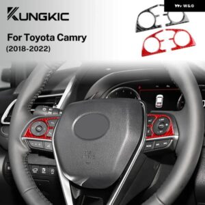 LHD リアルソフトカーボン ステッカー トヨタ カムリ 2018 - 22 アバロン 2019-2022 カー ステアリングホイール ボタン トリム