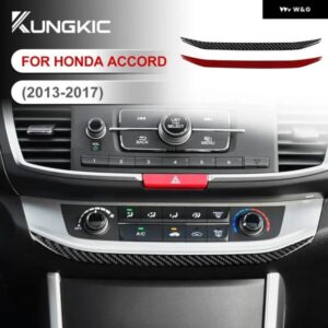 LHD リアルソフトカーボン ステッカー ホンダ アコード 2013 - 17 車用ACスイッチ フレーム 内装 トリム アクセサリー