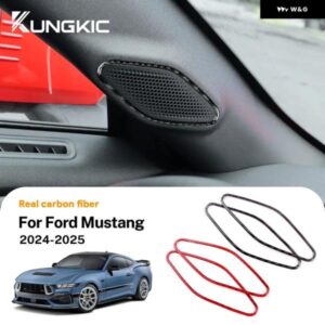 LHD RHD 車 Aピラー スピーカー パネル フォード マスタング GT 2024 2025 リアルソフトカーボン ステッカー インテリア トリム アクセサリー