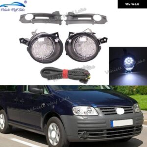 VW キャディ 2004 - 10 カー スタイリング フロント 9 LED フォグランプ ライト + グリル カバー + ワイヤー