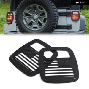 ジープ ラングラー TJ YJ 1987-2006 テールライト カバー フレーム 米国旗形状 中空 リアランプ フード アルミ プロテクター ガード シェル