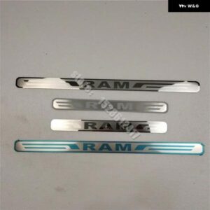 ダッジ ラム 1500 2500 4000 2016-2019 - 21 車ドアシル スカッフプレート トリム ステンレス エントリーガード ペダルプロテクトアクセサリー