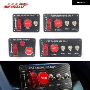 トゥルーカーボン 12V レーシングカー イグニッション スイッチ パネル エンジン スタート ストップ イグニッション プッシュ ボタン LED トグル スイッチ