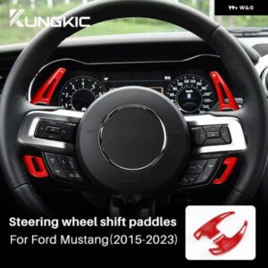 ABS カーボン パターン ステアリングホイール パドル シフター エクステンション フォード マスタング 2015 - 19-2023
