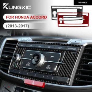 カー セントラ ル CD フレーム リアルソフトカーボン ステッカー ホンダ アコード 2013 - 17 内装 トリム アクセサリー