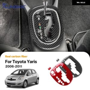 LHD RHD カー ギア シフト パネル トヨタ ヤリス 2006 - 11 リアルソフトカーボン ステッカー インテリア アクセサリー