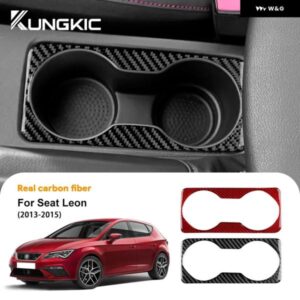 SEAT LEON 2013 2014 2015 リアルソフトカーボン ステッカー カーギア カップ ホルダー フレーム トリム LHD RHD インテリア アクセサリー