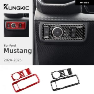 LHD RHD リアルソフトカーボン ステッカー 車 ヘッドライト スイッチ フォード マスタング GT ダークホース エコブースト 2024 2025 インテリア トリム