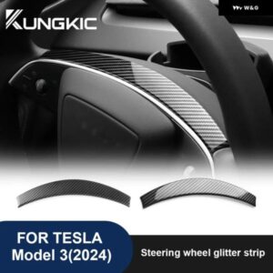 ステアリングホイール フレーム カバー テスラ モデル3 ハイランド 2024 ABS マットブライトカーボン トリム モデル3 インテリア アクセサリー
