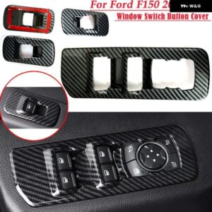 インテリア ウィンドウリフト パネル スイッチ トリム カバー フォード F150 2015-2020 4個 ウィンドウスイッチ ボタン トリム カバー ステッカー カーボン