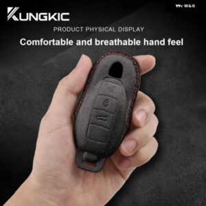 イタリアスーパースエード製リモートキーケースカバー シェル ポルシェ ケイマン 911 パナメーラ カイエン 718 マカン ボクスター オート トリム キー