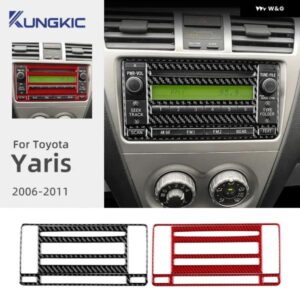 トヨタ ヤリス 2006 - 11 LHD リアルソフトカーボン ステッカー カーセンター コンソール フレーム インテリア アクセサリー
