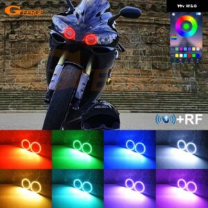 ヤマハ R1 YZF-R1 2004 - 08 RFリモートBTアプリ マルチカラー超高輝度RGB LEDエンジェルアイキット ハローリング
