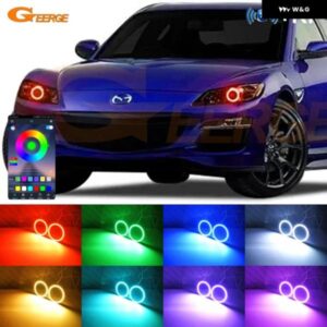 マツダ RX8 R3 RX-8 RX 8 2009 - 12 BTアプリ RFリモート マルチカラー 超高輝度 RGB LED エンジェルアイキット ハローリング