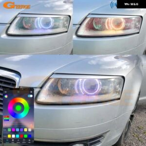 アウディ A6 S6 RS6 C6 RFリモートBLUETOOTH対応アプリマルチカラー超高輝度RGB LEDエンジェルアイキット ハローリング
