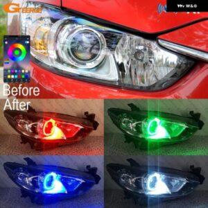 マツダ 6 アテンザ マツダ 6 GJ GL RFリモートBLUETOOTH対応アプリ マルチカラー超高輝度RGB LEDエンジェルアイハローリングライト