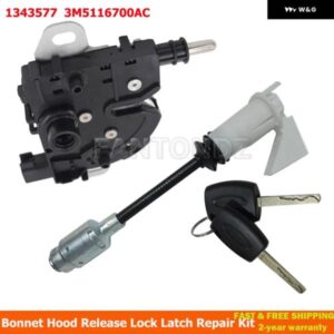1343577 ロングタイプロッド ボンネット フードリリースロックラッチリペアキット キー2個付き 3M5116700AC ロックキャッチ フォード フォーカス MK2 C-MAX