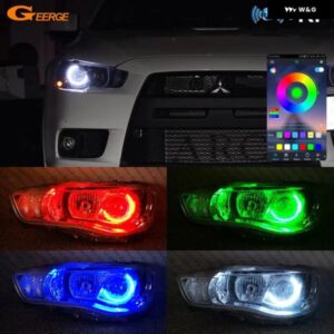 三菱 ランサー VIII 10 X EVO 2008 - 2013 2014 BLUETOOTHアプリ マルチカラー 超高輝度 RGB LED エンジェルアイキット ハローリング