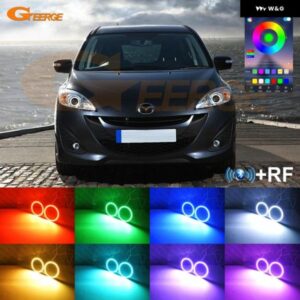 マツダ 5 マツダ 5 プレマシー CW 2010 2011 2012 - 2015 BLUETOOTHアプリ マルチカラー 超高輝度 RGB LED エンジェルアイキット ハローリング