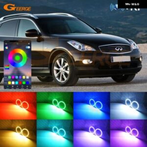 INFINITI EX EX25 EX35 EX37 QX50 J50 2008 - 2017 BLUETOOTHアプリ 超高輝度マルチカラーRGB LEDエンジェルアイキット ハローリング