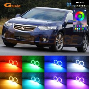 ホンダ アコード VIII ユーロ フェイスリフト 2012 - 15 BLUETOOTH アプリ マルチカラー 超高輝度 RGB LED エンジェルアイキット ハローリング