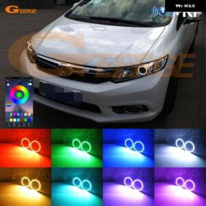 ホンダ シビック IX FB セダン 2012 - 15 プロジェクター HD BLUETOOTH アプリ マルチカラー RGB LED エンジェルアイキット ハローリング