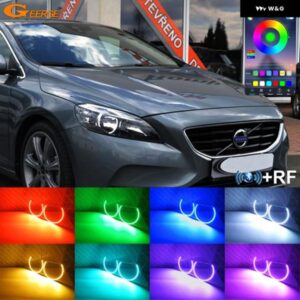 ボルボ V40 2012 - 15 BLUETOOTHアプリ RFリモート マルチカラー 超高輝度 RGB LED エンジェルアイキット ハローリング