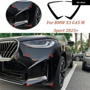 光沢 黒車フロント バンパー エアナイフ フォグランプ トリム カバー ステッカー BMW X3 G45 Mスポーツ2025+