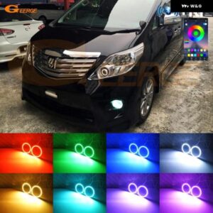 トヨタ アルファード H2 2008 - 11 RFリモートBLUETOOTHアプリマルチカラー超高輝度RGB LEDエンジェルアイキット ハローリング