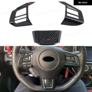 スバル WRX STI 2016 2017 2018 カーアクセサリー ステアリングホイール カバー トリム ABS カーボン ブラック 3個 ターボ CVT 不可